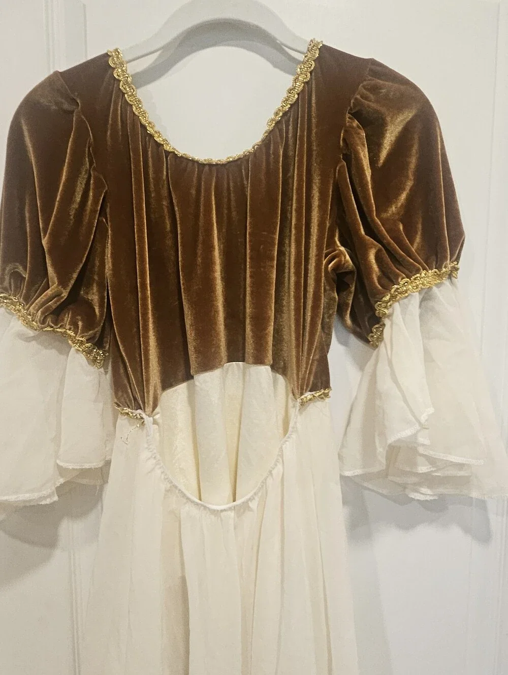 Halloween Classic Princess Velvet Dress Costume in Brown and Cream